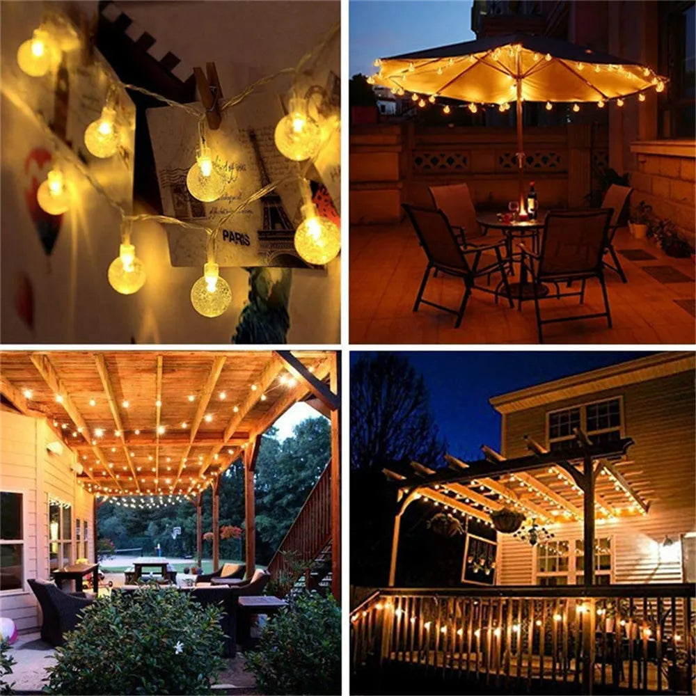 LED Crystal Ball Garland String Lights