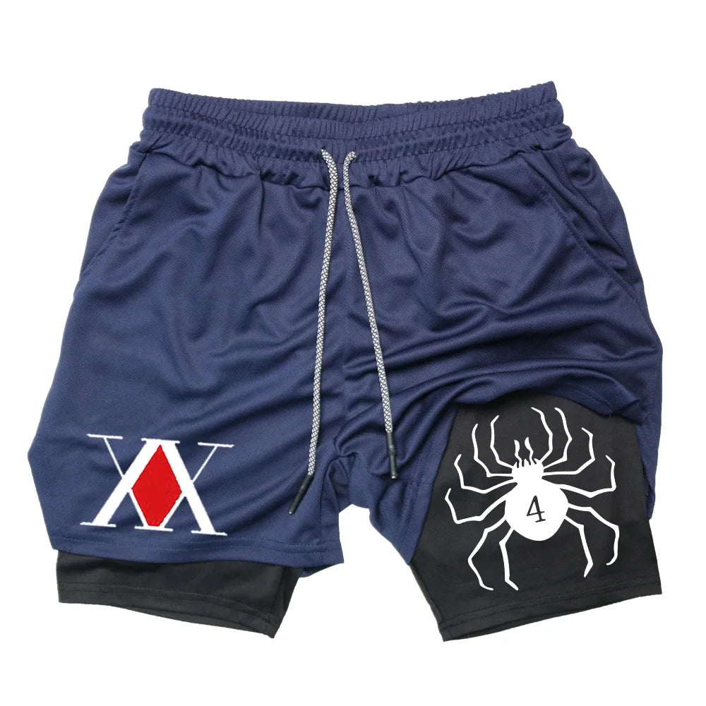 Men's Anime Hunter x Hunter Gym Shorts Bilayer 2-in-1